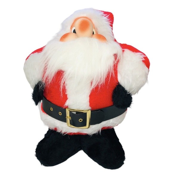 Vintage Santa Plush Christmas Doll Rennoc 1982 Stuffed Figure Gnome Rubber Face - Picture 2 of 8
